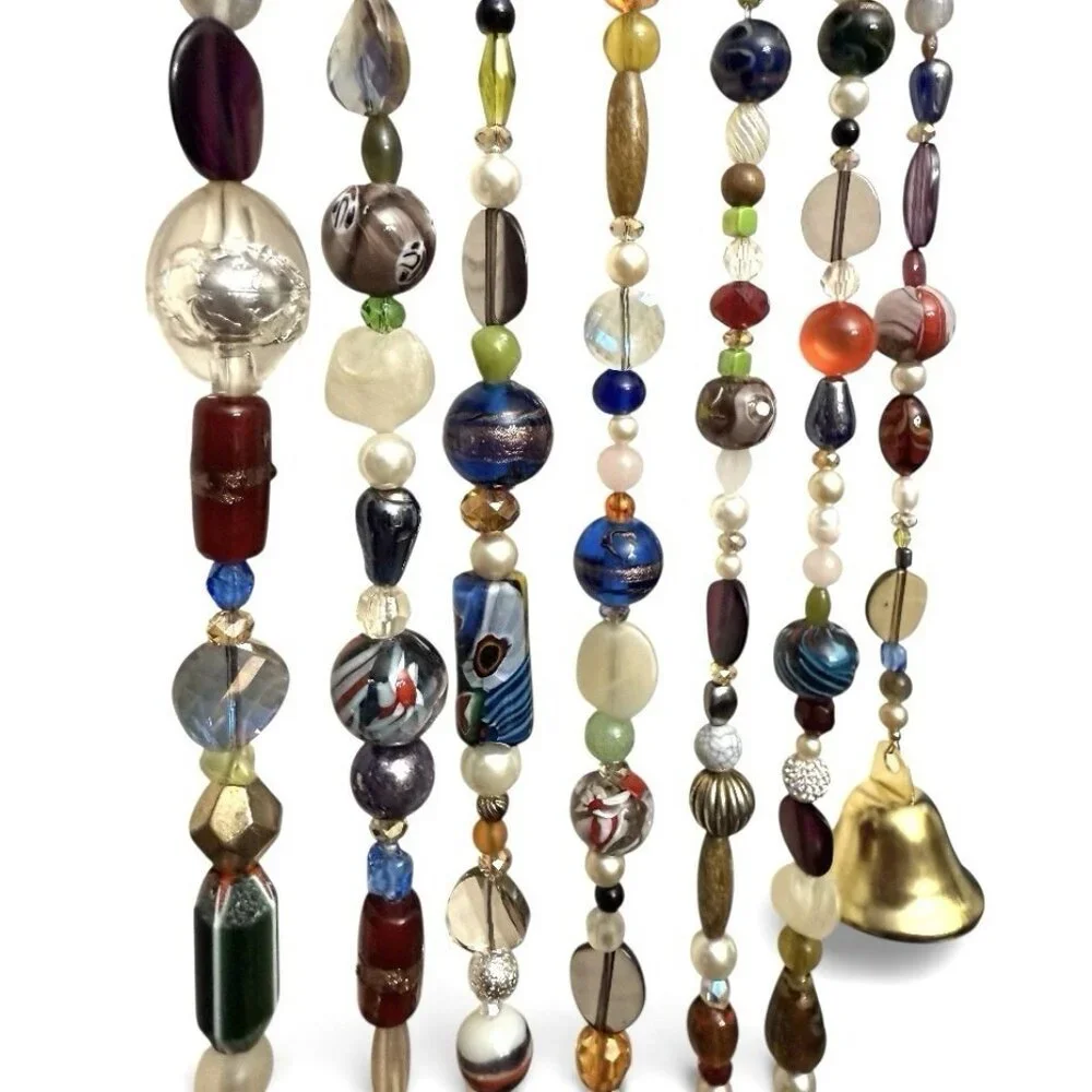 REIMAGINED Glass Bead Wind Chime Suncatcher Brass Bells